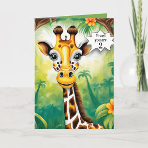 Cartoon Giraffe voor 2e Verjaardag Kaart