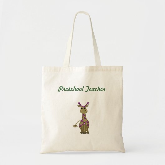 Cartoon Giraffe Voorschoolse leraar Tote Bag (Voorkant)
