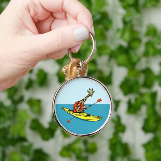 Cartoon giraffe zee kajakken sleutelhanger (Hand)