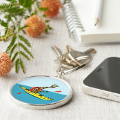 Cartoon giraffe zee kajakken sleutelhanger (Zijkant)