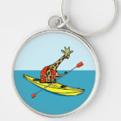 Cartoon giraffe zee kajakken sleutelhanger (Voorkant)
