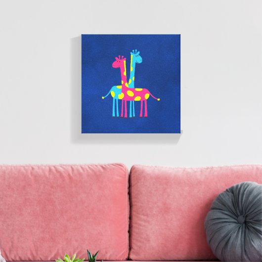 Cartoon Giraffes Canvas Afdruk (Insitu (Woonkamer))