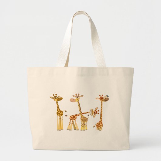 Cartoon Giraffes: De troebeltas Grote Tote Bag (Voorkant)