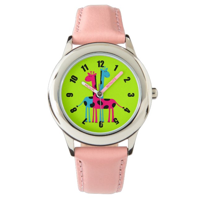 Cartoon Giraffes Horloge (Voorkant)