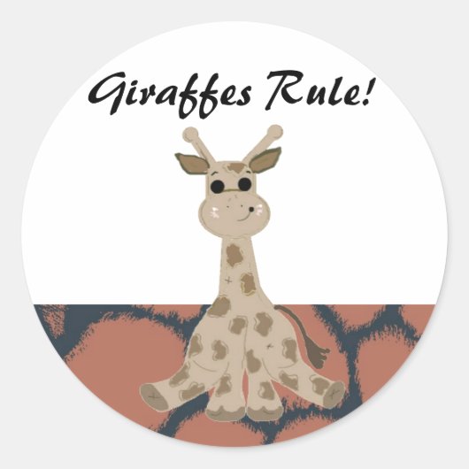 Cartoon Giraffe's Regel  Ronde Sticker (Voorkant)