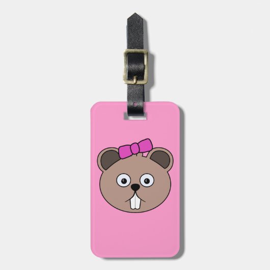 Cartoon Girl Beaver Face Bagagelabel (Voorkant verticaal)