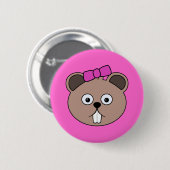 Cartoon Girl Beaver Face Button (Voorkant /achterkant)
