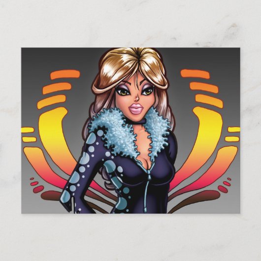 Cartoon Girl Briefkaart (Voorkant)