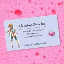 Cartoon Girl House Cleaning Service