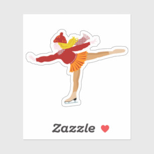 Cartoon Girl Ice Skating Winter clipart Sticker