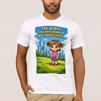 Cartoon Girl Lost Innocence Past vs Future Graphic T-shirt