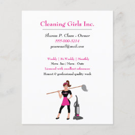Cartoon Girl met Mop House Cleaning Service Flyer