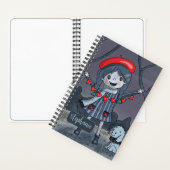 Cartoon Girl met Red Heart Garland Sketchbook Notitieboek (Binnen)