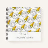 Cartoon Girl Money Pattern Name Budgeting Journal Notitieboek (Voorkant)