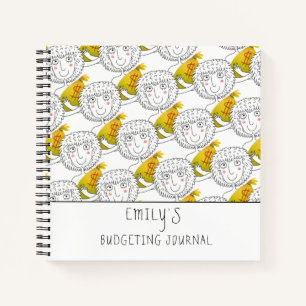 Cartoon Girl Money Pattern Name Budgeting Journal Notitieboek