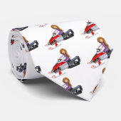 Cartoon Girl op een Snowmobile Stropdas (Opgerold)