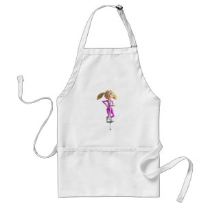 Cartoon Girl Riding a Pogo Stick Standaard Schort