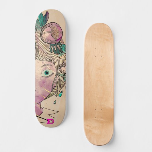 Cartoon Girls Face Dd Brand Skateboard (Voorkant)