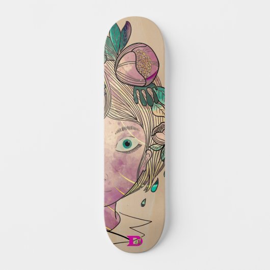 Cartoon Girls Face Dd Brand Skateboard (Voorkant)