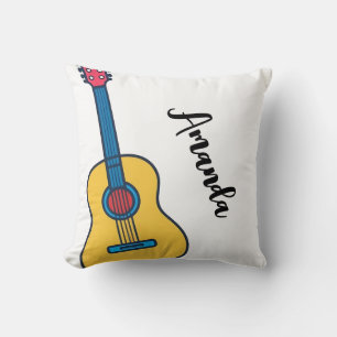 Cartoon Gitaar met Bold Neck Strings Naam Kussen