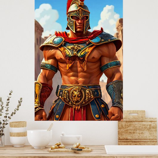 Cartoon Gladiator Poster (Keuken)