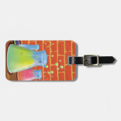 Cartoon Glass Science-apparatuur op een bank Bagagelabel (Voorkant horizontaal)