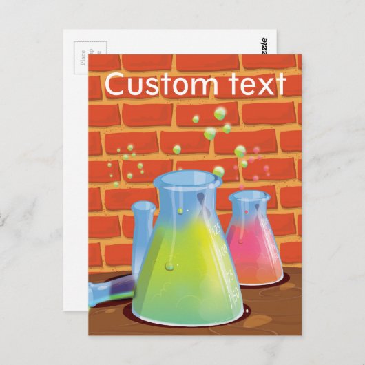 Cartoon Glass Science-apparatuur op een bank Briefkaart (Voorkant / Achterkant)