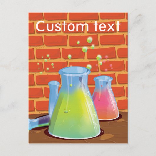Cartoon Glass Science-apparatuur op een bank Briefkaart (Voorkant)