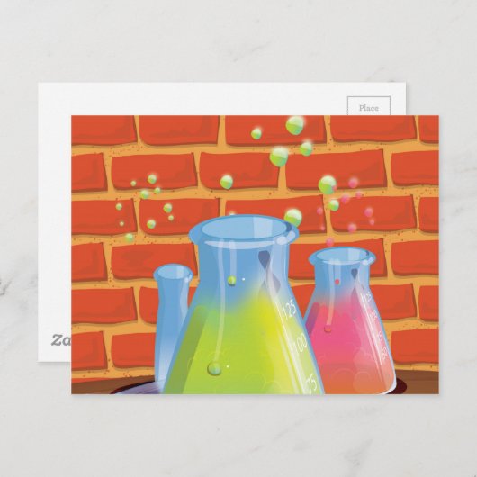 Cartoon Glass Science-apparatuur op een bank Briefkaart (Voorkant / Achterkant)