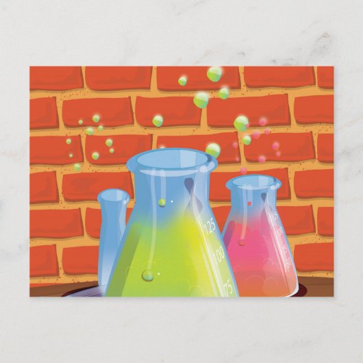 Cartoon Glass Science-apparatuur op een bank Briefkaart (Voorkant)