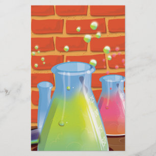 Cartoon Glass Science-apparatuur op een bank Briefpapier