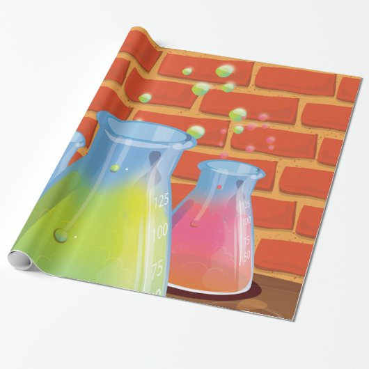 Cartoon Glass Science-apparatuur op een bank Cadeaupapier (Uitgerold)