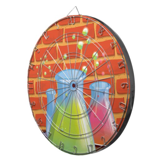 Cartoon Glass Science-apparatuur op een bank Dartbord (Voorkant Rechts)