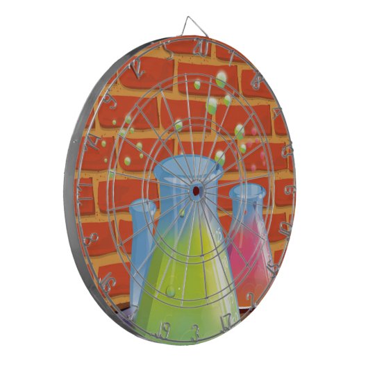 Cartoon Glass Science-apparatuur op een bank Dartbord (Voorkant Links)