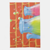 Cartoon Glass Science-apparatuur op een bank Theedoek (Verticaal)