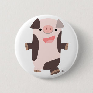 Cartoon glimlachen knop Varkens Ronde Button 5,7 Cm