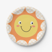 Cartoon glimlachen Sun Face Papieren Bordje (Voorkant)
