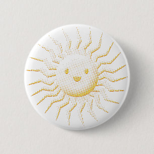 Cartoon glimlachen Sun Face Ronde Button 5,7 Cm