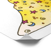 Cartoon, glimlende tovenaar met lange witte baard, poster (Hoek)