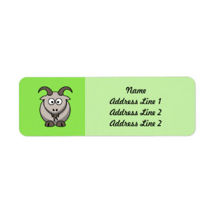 Cartoon Goat op heldere groene achtergrond Etiket