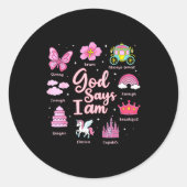 Cartoon God Say I Am Princess Girl Kids  Ronde Sticker (Voorkant)