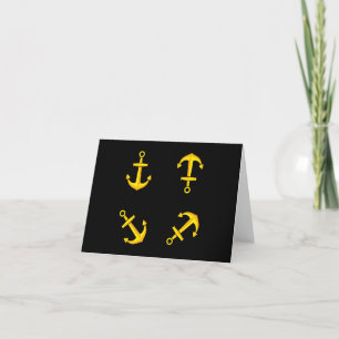 Cartoon Golden Boat Anchor Set Bedankkaart