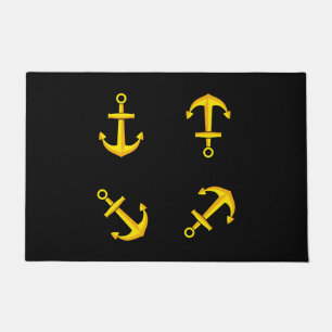 Cartoon Golden Boat Anchor Set Deurmat