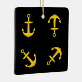 Cartoon Golden Boat Anchor Set Keramisch Ornament (Rechts)