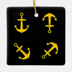 Cartoon Golden Boat Anchor Set Keramisch Ornament