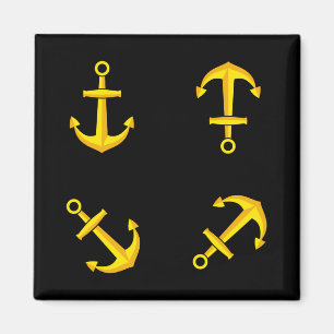 Cartoon Golden Boat Anchor Set Magneet