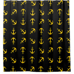 Cartoon Golden Boat Anchor Set Pattern Douchegordijn