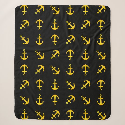 Cartoon Golden Boat Anchor Set Pattern Sherpa Deken (Voorkant)