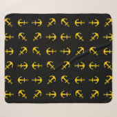 Cartoon Golden Boat Anchor Set Pattern Sherpa Deken (Voorkant (horizontaal))
