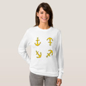 Cartoon Golden Boat Anchor Set T-shirt (Voorkant volledig)